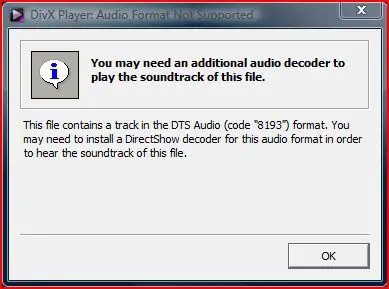 dts audio codec 8193 directshow decoder for divx